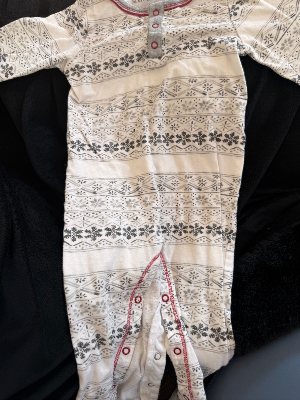 Soft Cream and Gray Printed Burts Bees baby jammies